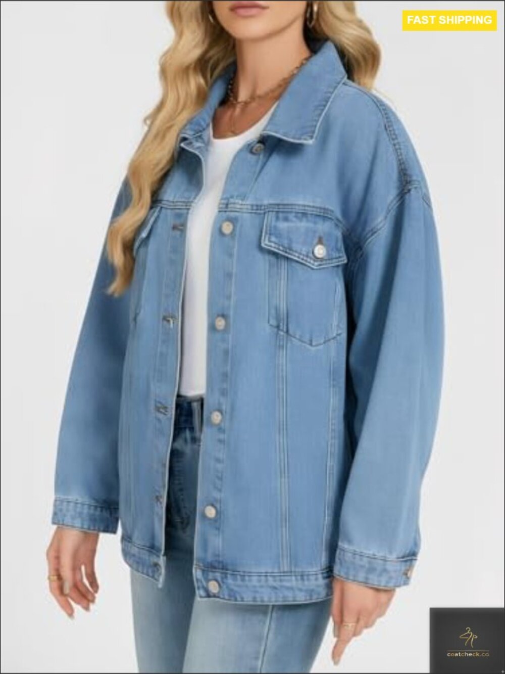 Oversized Boyfriend Denim Jacket Loose Fit Shacket Spring Trendy - Picture 3 of 7